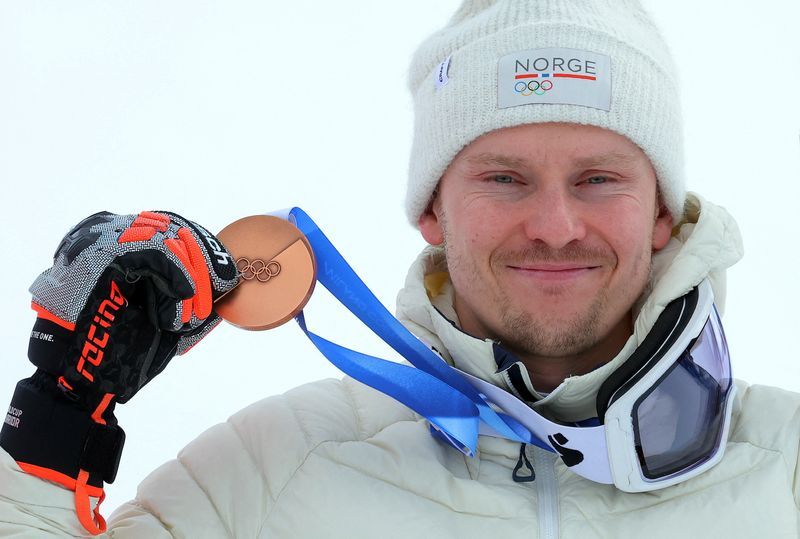 Olympics-Alpine skiing-Kristoffersen sympathetic to teammate McGrath after slip-up gives him bronze