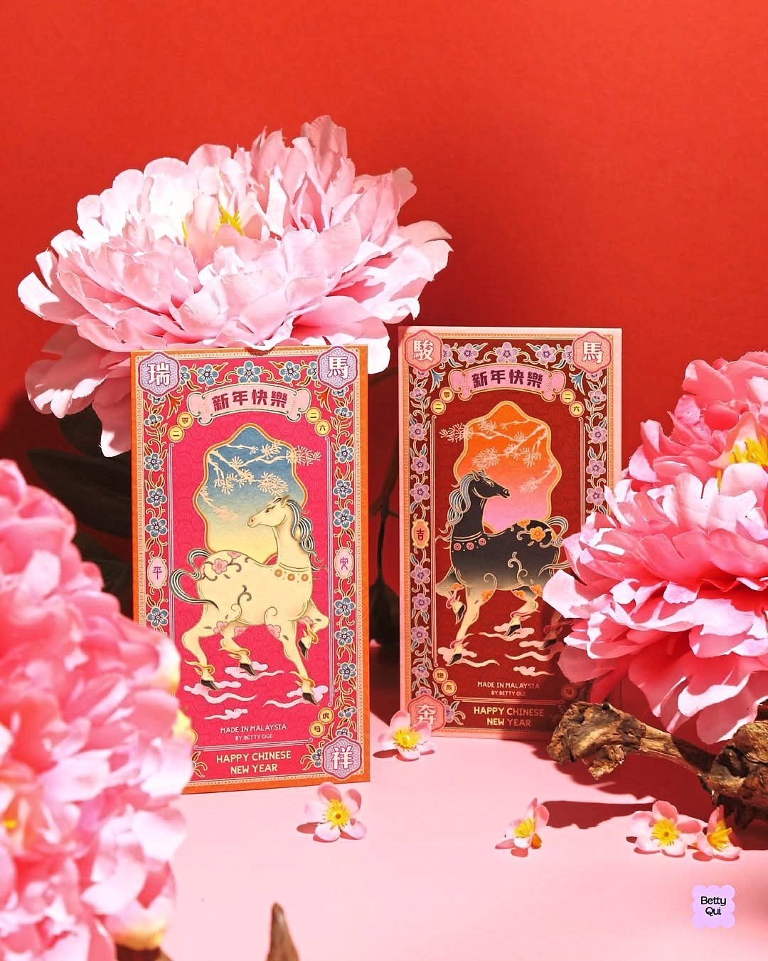 Qui’s ang pow designs capture the power and majesty of the Year of the Horse. Photo: @bad_luck_bettyy