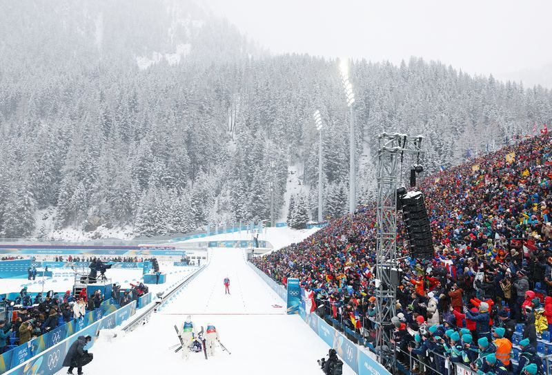 Olympics-Biathlon-Jacquelin’s fire turns faltering French relay bid to gold