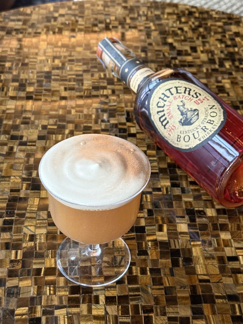 The 24K mixes bourbon, white miso, Trigona honey, neroli, and tops it with a sensational golden kombucha foam