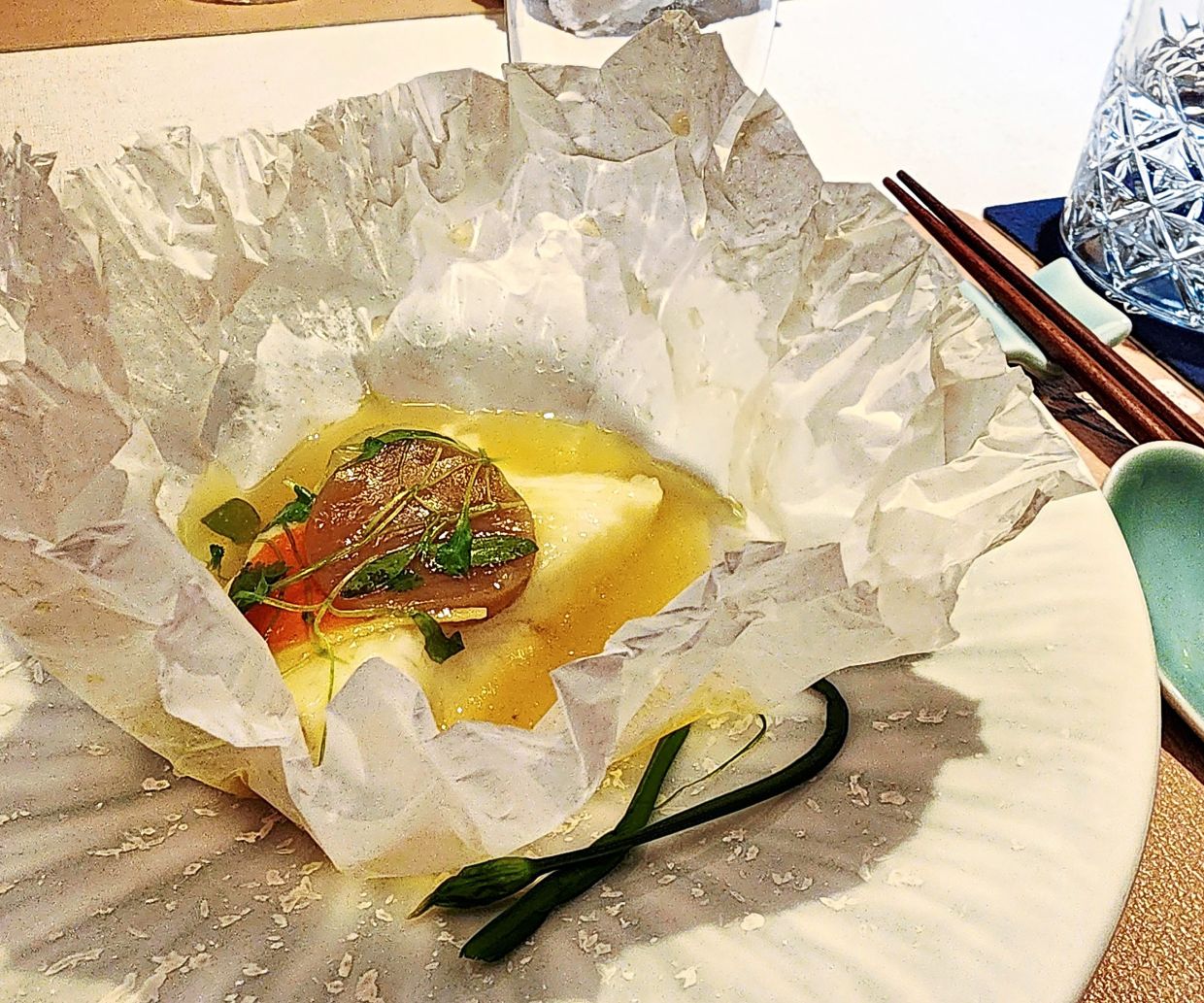 The sherry added to the broth that surrounds the halibut takes it to whole new levels.