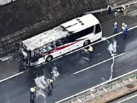 Bus carrying 40 passengers catches fire on Japan's Chuo Expressway; all evacuate safely