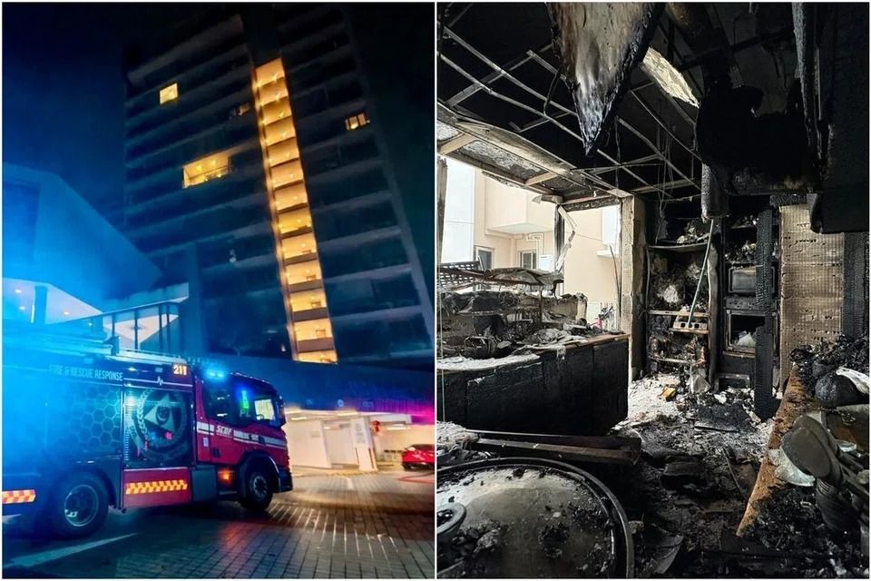 Three taken to hospital, including one with burn injuries, after fire in Singapore condo