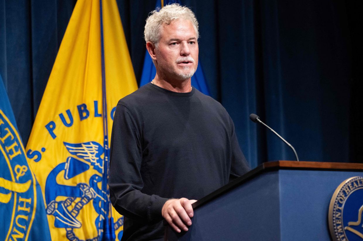 US actor Eric Dane speaks about his ALS diagnosis during a news conference to discuss health insurance at the Department of Health and Human Services Headquarters in Washington, DC, on June 23, 2025. Photo: AFP