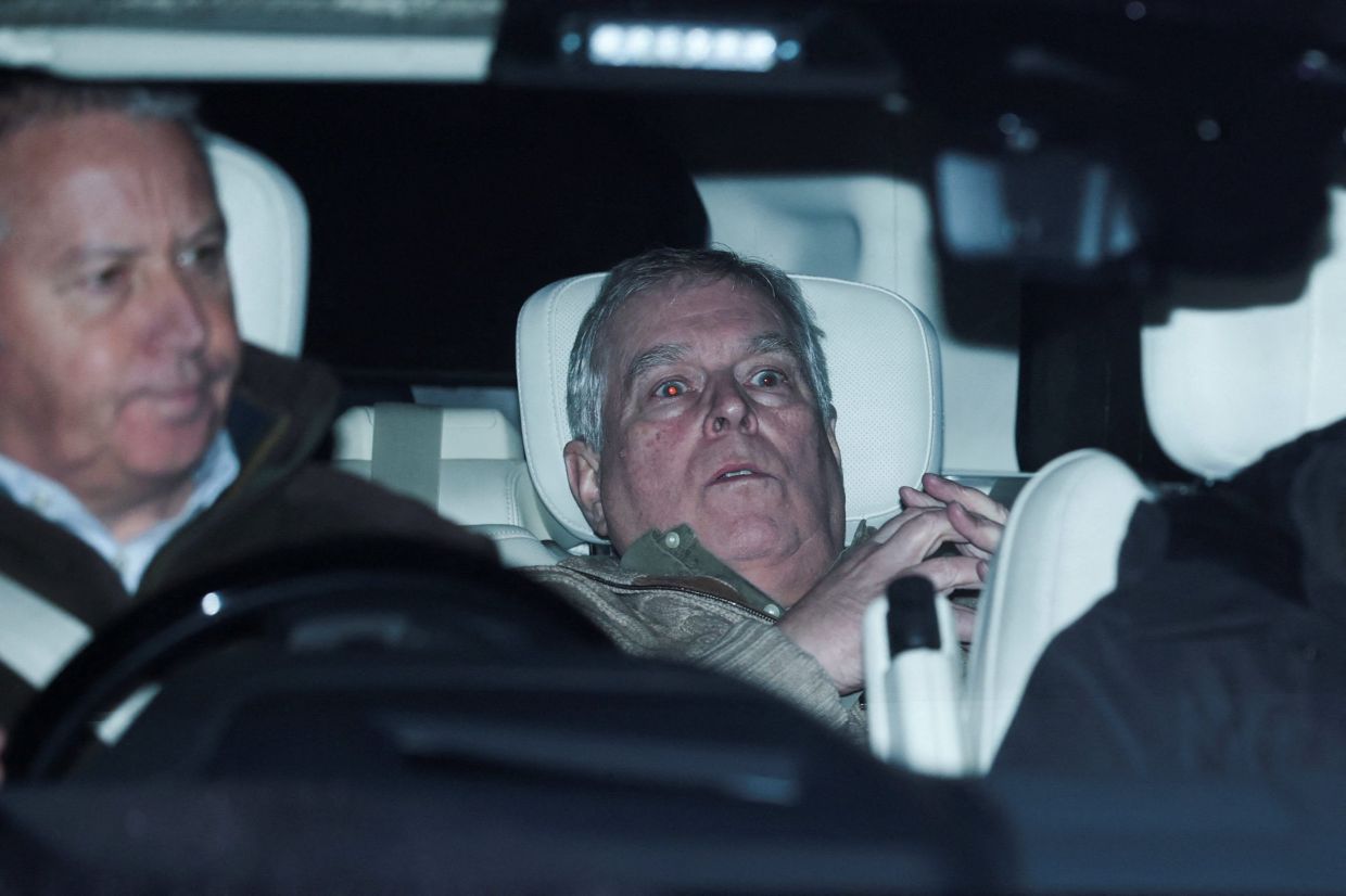 Andrew Mountbatten Windsor, younger brother of Britain’s King Charles, formerly known as Prince Andrew, leaves Aylsham Police Station on a vehicle, on the day he was arrested on suspicion of misconduct in public office, after the U.S. Justice Department released more records tied to the late financier and convicted sex offender Jeffrey Epstein, in Aylsham, Britain, February 19, 2026. Photo: Reuters