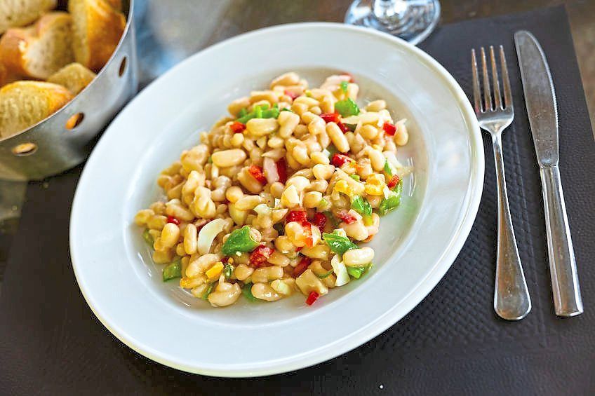 A salad of pasta and beans is appetising and nutritious. —123rf.com