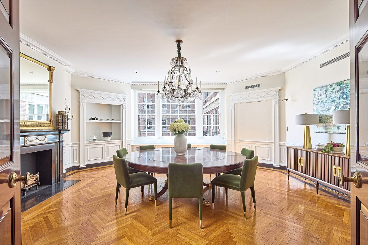 China purchased from a thrift store adorns the shelves of this property.