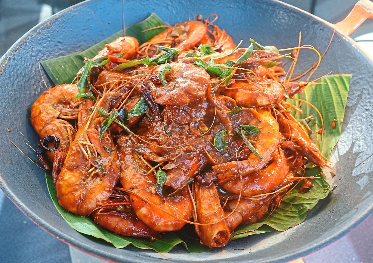Prawn Varuval adds variety to the buffet spread.
