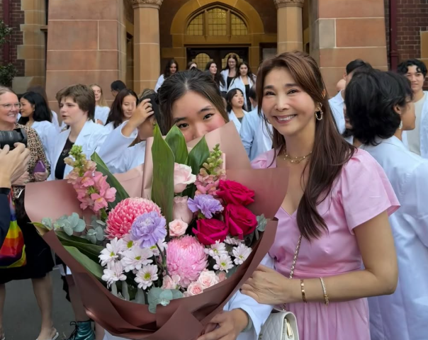 Singaporean actress Chen Xiuhuan attends daughter’s white coat ceremony in Australia