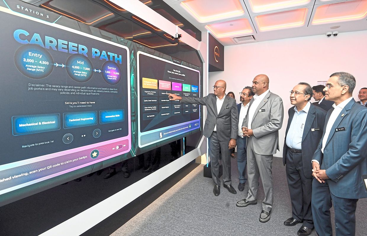 Matching talent with position: Ramanan (centre) at the launch of the MYCEC at NU Sentral, Kuala Lumpur. With him are Mohammed Azman (right), Human Resources Ministry deputy secretary-general Mohd Shaharin Umar (second from right) and Azman (left). — AZHAR MAHFOF/The Star