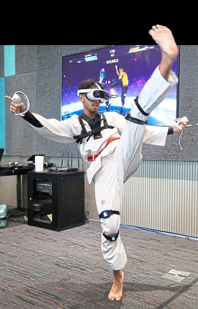 R. Dhanaraj: ‘When you lift your leg, the figure on the screen lifts its leg. It is like playing a video game but you are using your own physical movement to control it.’