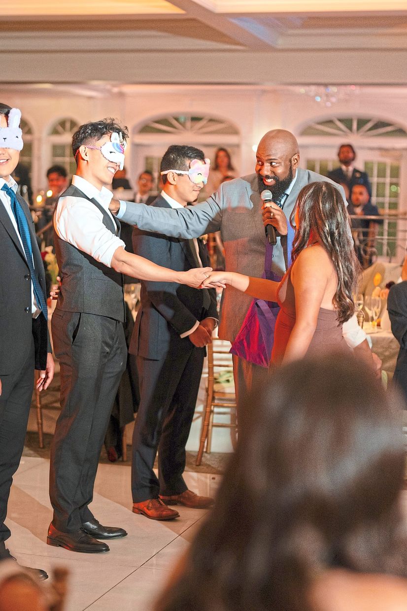 The Kimmoks also had a blindfold challenge and a dance competition at their wedding.