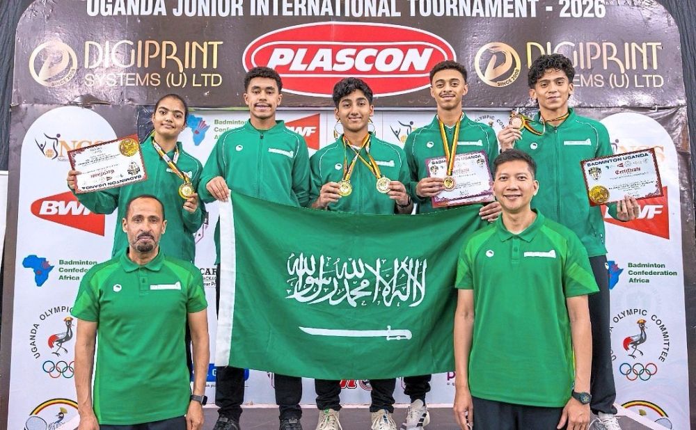 One for the album: Coach Hafiz Hashim posing with his Arab Saudi team.