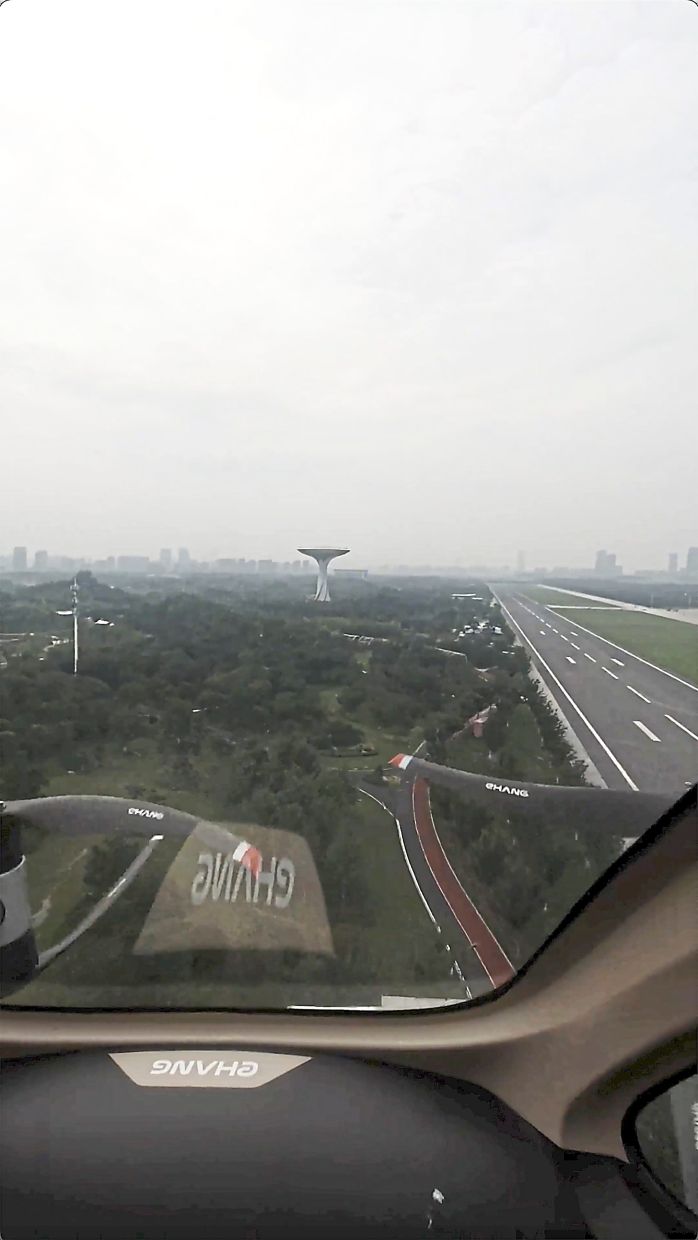 The view from a two-seater flying taxi in Hefei, Hefei is one of many cities where technologies like these are getting prototyped in real time. — Qilai Shen/The New York Times