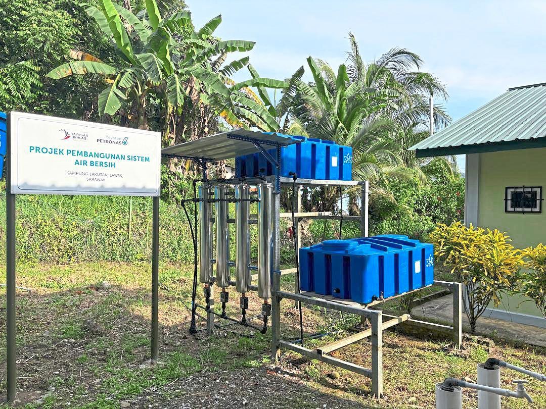 A clean water system in Kg Lakutan, Lawas, Sarawak, part of Yayasan PETRONAS’ ongoing efforts to improve access to safe water for local communities.