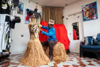 Gabonese designer turns raffia into a runway fashion statement in Paris