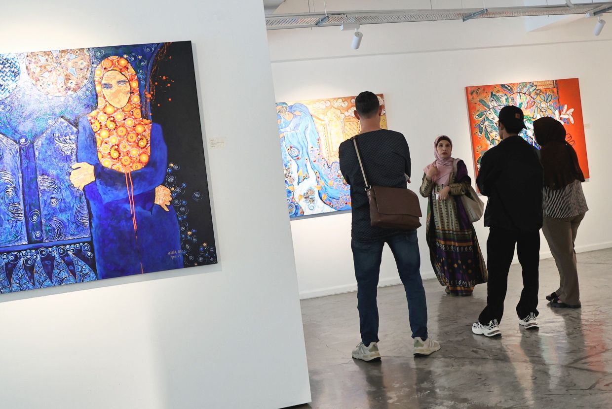 A view of Noor ‘Aishah Abdul Rahman's newly-opened solo exhibition 'Hikayat' at Harta Space in Selangor. Photo: The Star/Azman Ghani