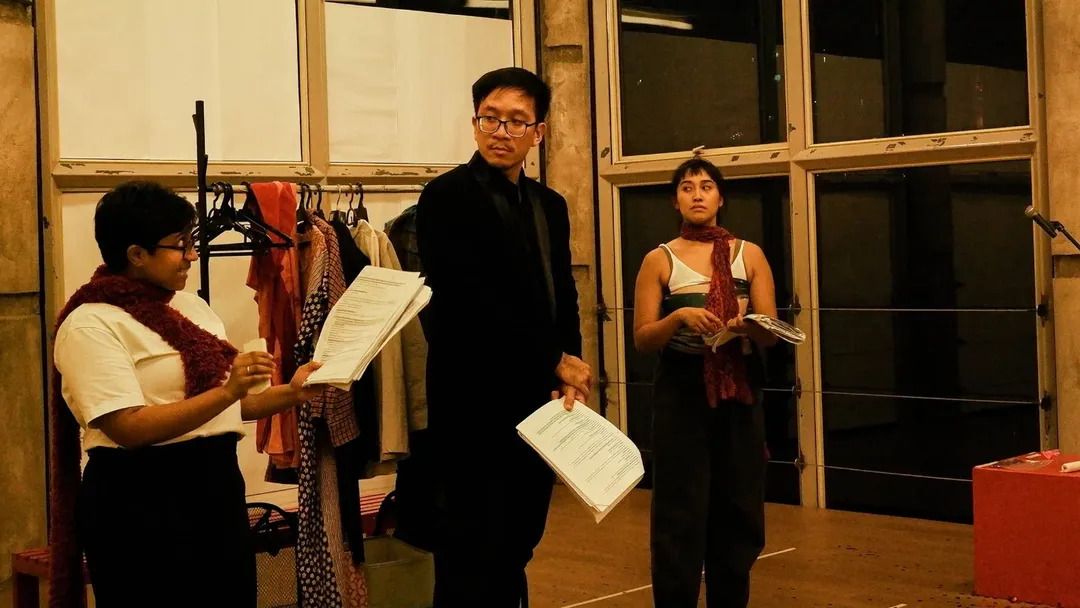 'No Particular Order' actors (from left) Kamini Senthilathiban, Alfred Loh and Putrina Rafie act out a scene during a recent rehearsal. Photo: Theatresauce