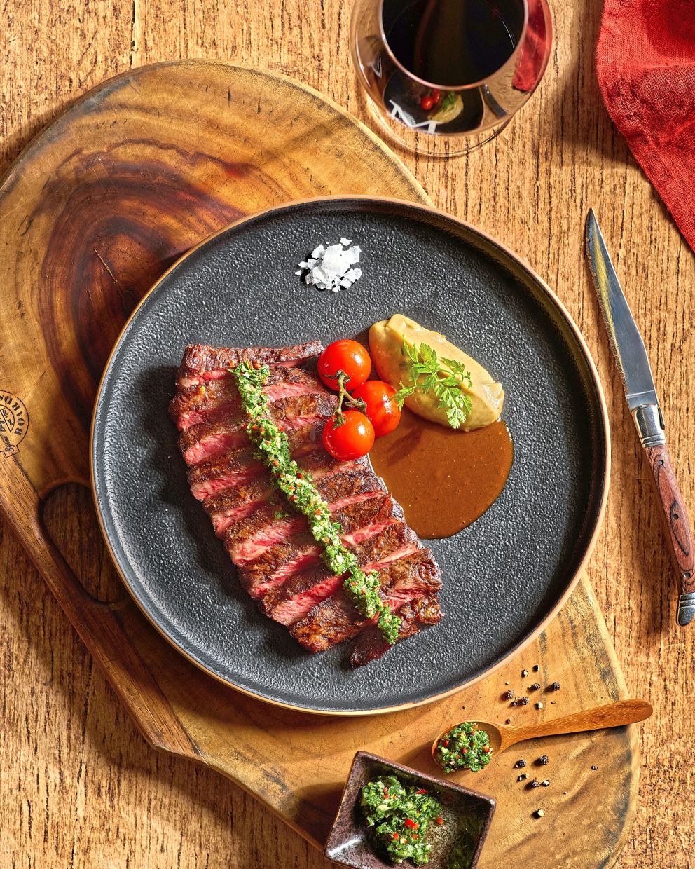 Tender and incredibly succulent, the wagyu flat iron steak is hugely satisfying from start to finish. 