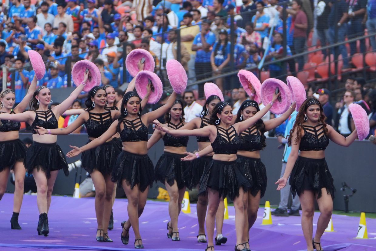 Dancers perform during the closing ceremony of the T20 World Cup cricket final match between India and New Zealand in Ahmedabad, India, Sunday, March 8, 2026. -- AP Photo/Ajit Solanki
