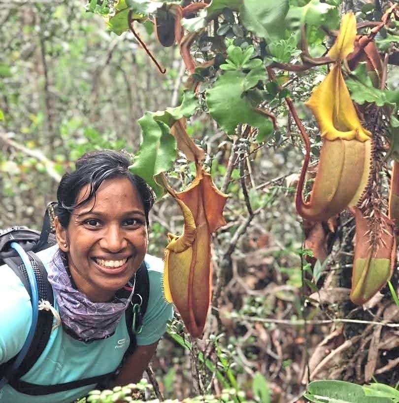 Suhasini trekking at the Maliau Basin in Sabah.
