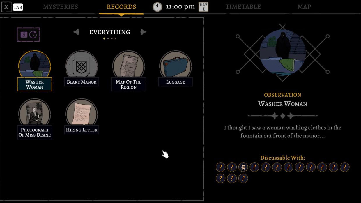 As you investigate mysteries, you'll be picking up clues – some a lot less normal than others.