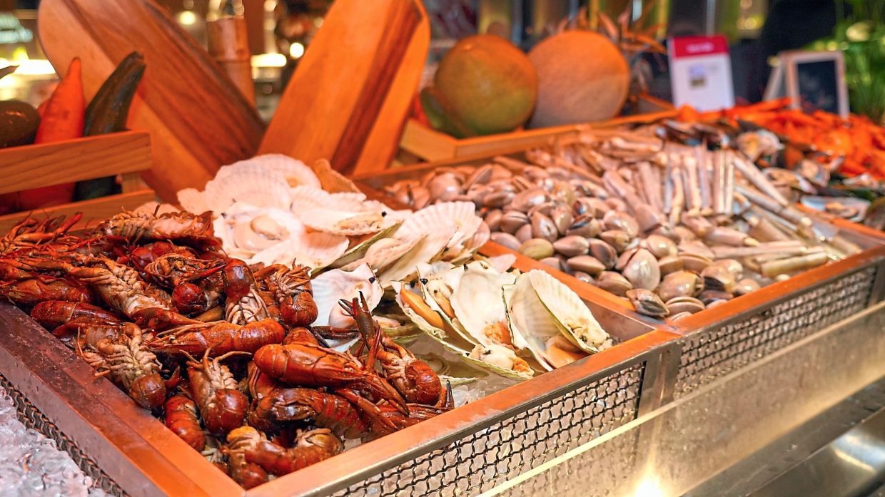 Seloka Ramadan’ station with fresh seafood ready for the break of fast at the hotel in Kuala Lumpur.