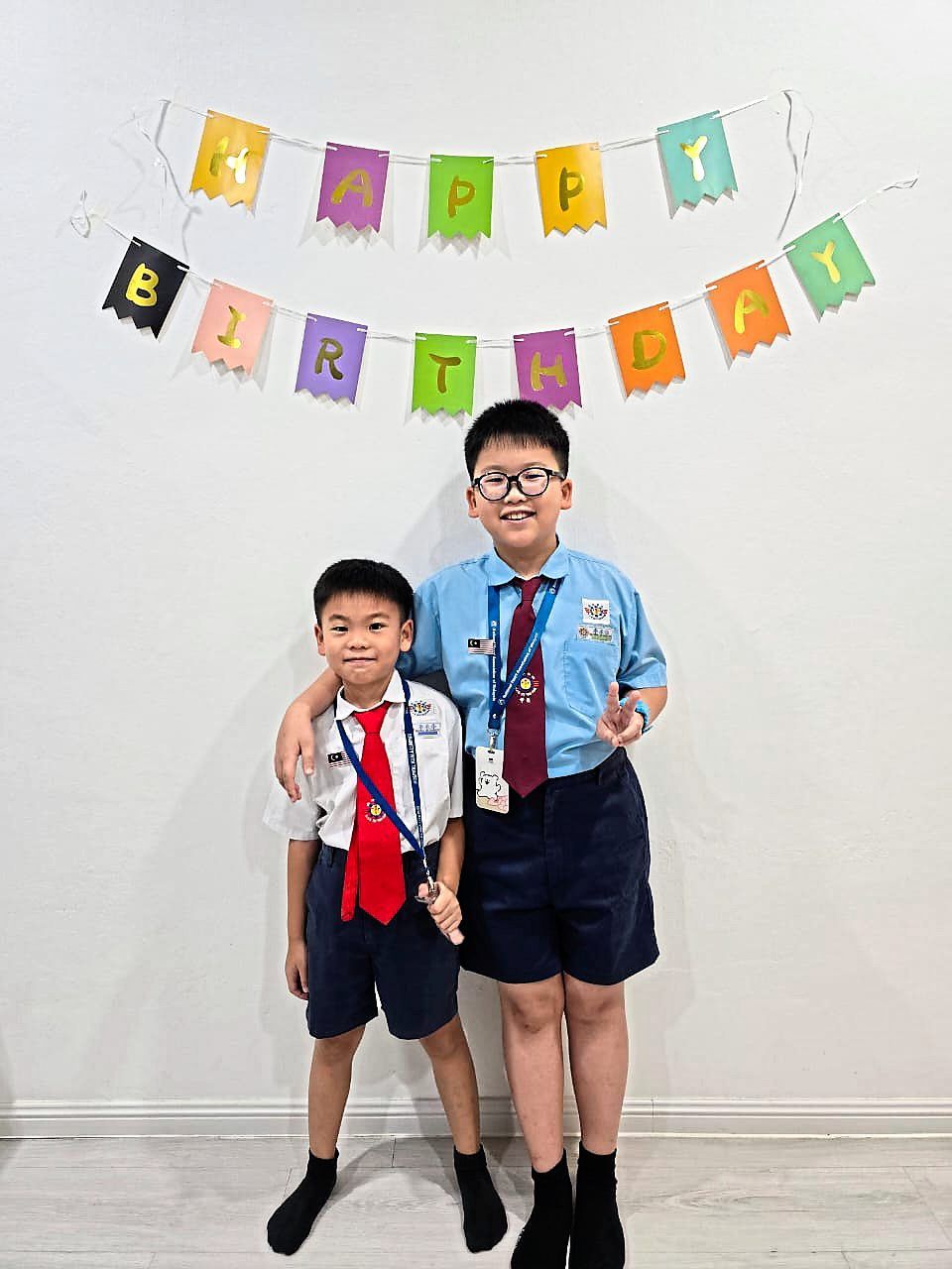 In real life: Matthew (right) with his younger brother Michael. Their mother Ejean does not allow them to have social media accounts for now, and encourages them to spend time with their friends at school and their afterschool centre instead.