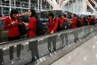 Iranian women's football team in Kuala Lumpur en route from Australia