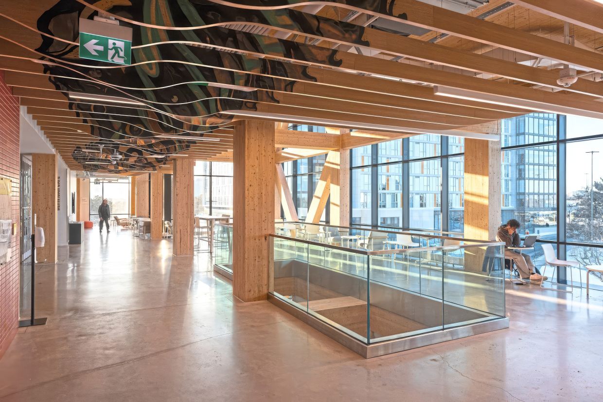 Inside the anchor building of Centennial College, in the Scarborough district of Toronto.