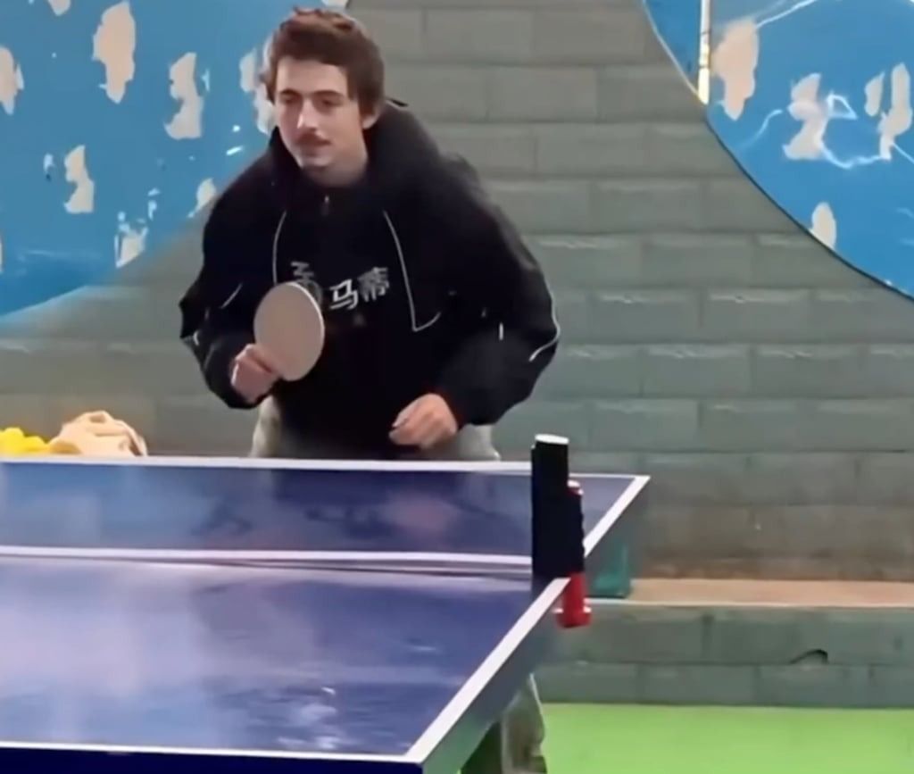 Oscar-nominated Chalamet is showing off his table tennis skills while in China. -- Photo: thepaper.cn