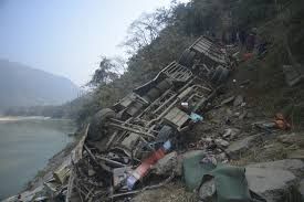 A bus carrying Indian pilgrims plunges off a mountain road in Nepal ...