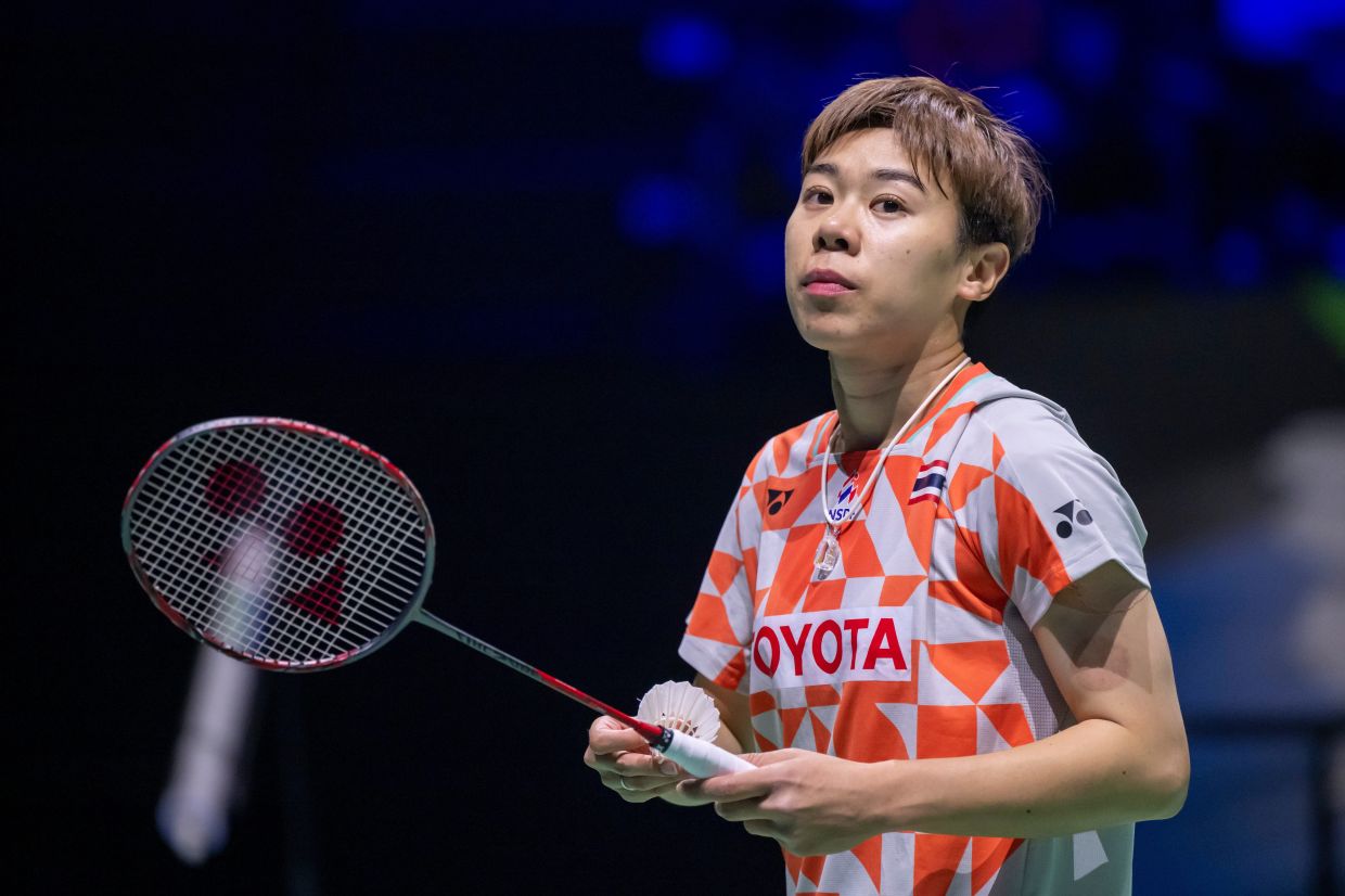 Thailand's Supanida Katethong during her women's final match against Indonesia's Putri Kusuma Wardani at the Badminton Swiss Open in Basel, Switzerland, Sunday, March 15, 2026. Supanida won the title with a 21-11, 21-15 score. Photo: Georgios Kefalas/Keystone via AP