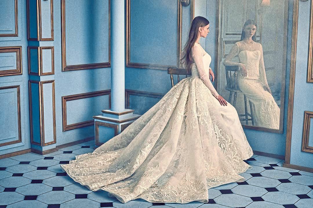 Their bridal collections honour classic silhouettes, elevated with luxe details like fine lace. Photo: Yuleza