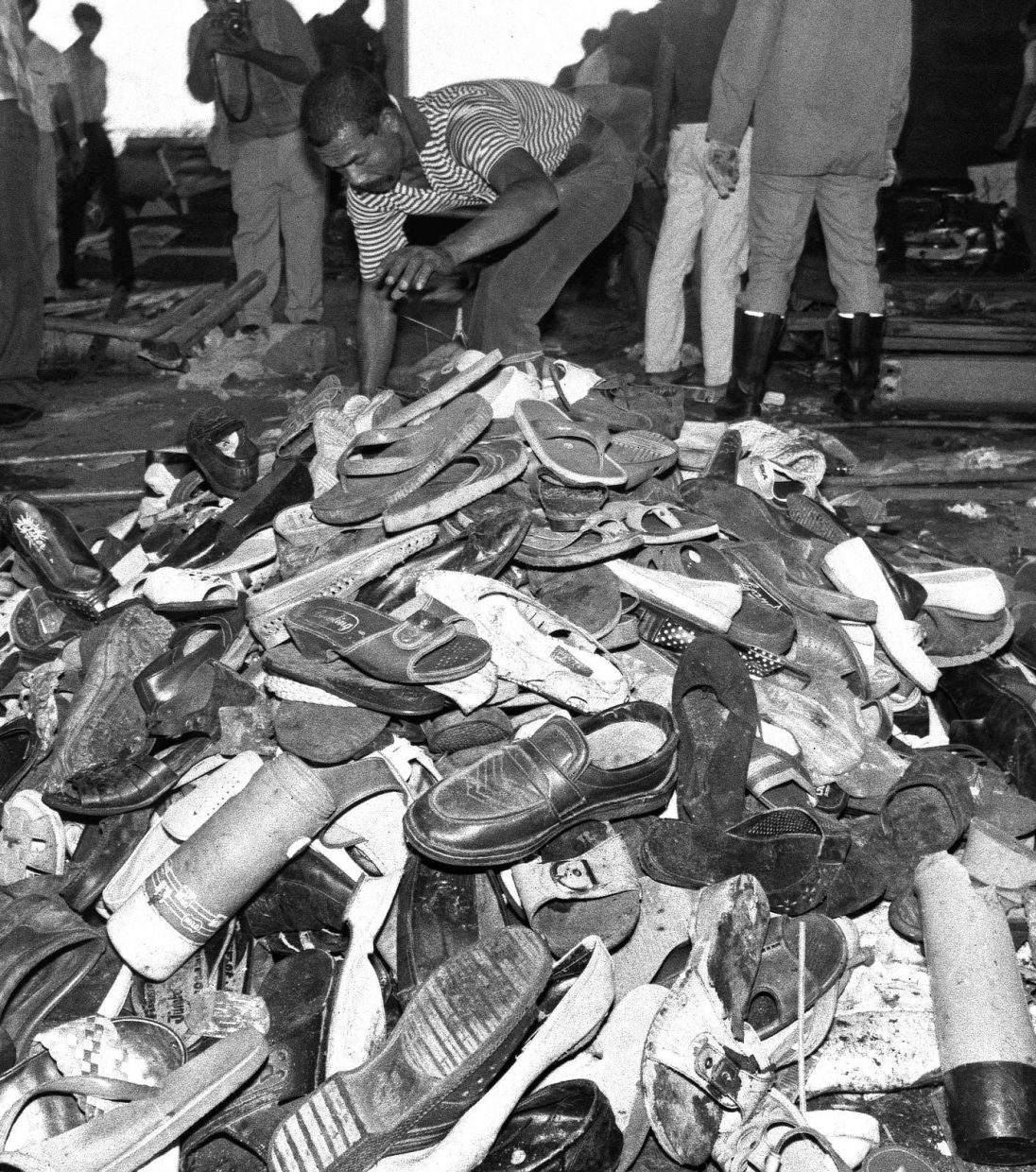 Pile of shoes found at the terminal. — LIM HONG LEONG/The Star