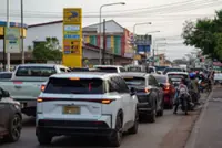 Hours-long fuel queues in Laos capital Vientiane