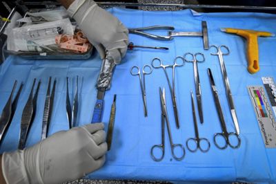 A forensic team preparing the instruments used in a post mortem at Universiti Malaya Medical Centre\'s forensic department on 15 January,2026. — AZHAR MAHFOF/The Star