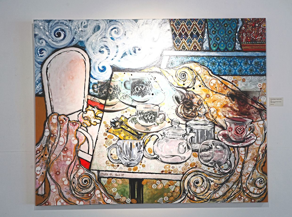 Capturing a moment Noura wished she could experience again, this painting shows the dining table where she had breakfast with her late daughter.