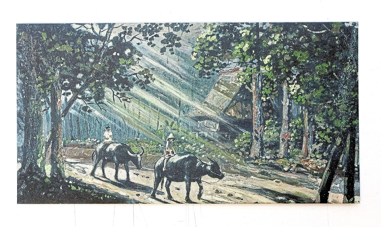 'Menunggang Kerbau' (Riding Buffaloes, 1950) by Kedah-born pioneer artist A.B. Ibrahim (1925-1977) has been reimagined as a sampul Raya art print by the National Art Gallery. Photo: The Star/Faihan Ghani