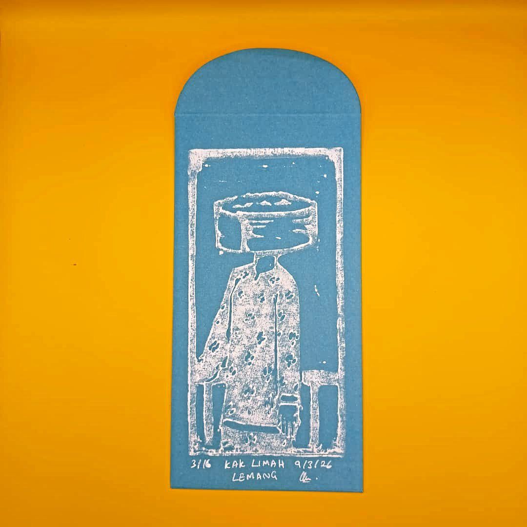 Artist Ana Alasri’s handmade sampul Raya series features three original characters inspired by local culture: Kak Limah Lemang (pic), Puan Seri Muka and young Mat Kecik with his own duit raya. Photo: Ana Alasri