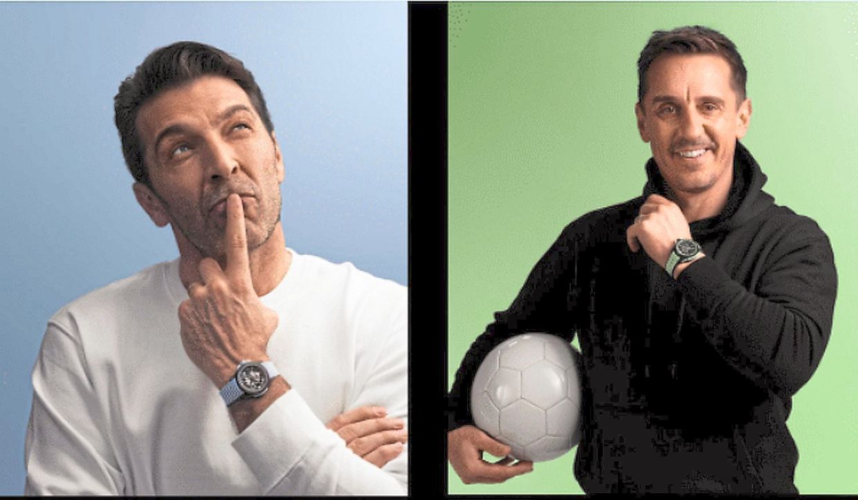 World Cup champion and Italian football icon Buffon, and (right) Manchester United legend and renowned football pundit Neville are Norqain’s global ambassadors. — Photo: Norqain
