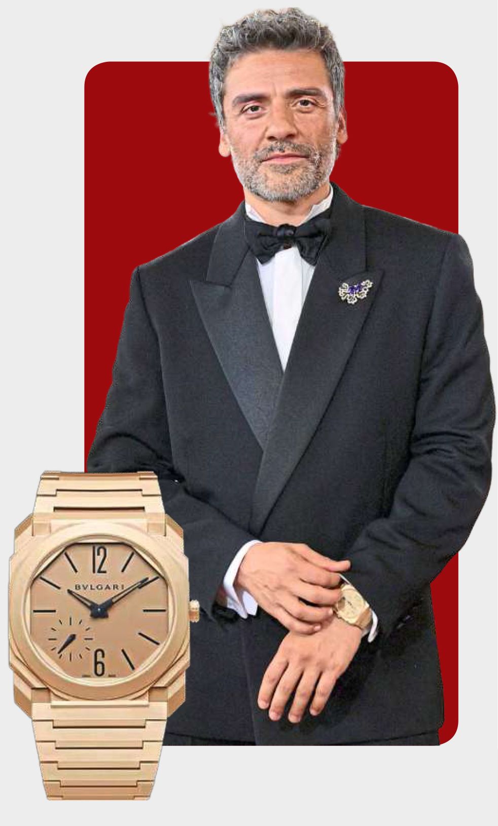 Oscar Isaac wears a Bvlgari Octo Finissimo. — WireImage, courtesy of Bvlgari