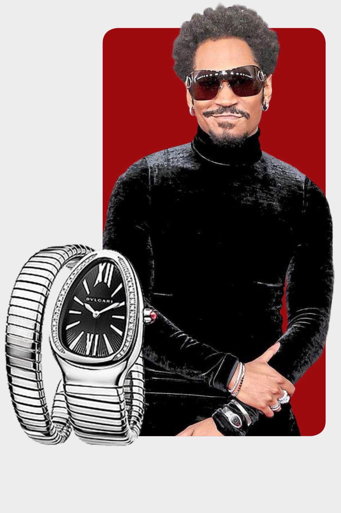 Kaytranada dazzles in the Bvlgari Serpenti Tubogas watch. — Photo: Amy Sussman/Getty Images, courtesy of Bvlgari