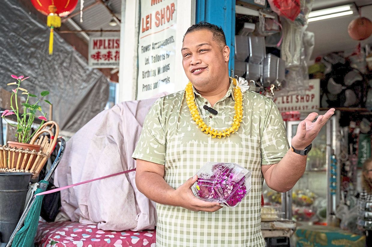 Kila tries not to give out orchid lei, specifically the purple orchid ones imported from Thailand.