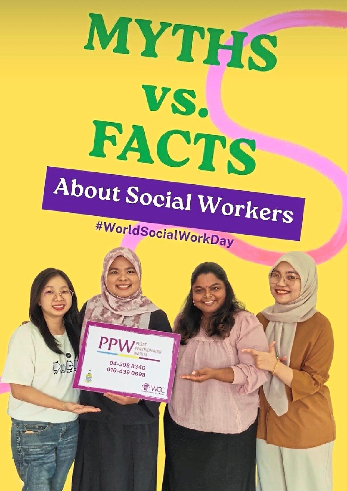 The Myths vs Facts about Social Workers campaign by WCC (Penang) and PPW aims to correct misconceptions Malaysians have about social workers. Photo: Women’s Centre for Change (Penang)