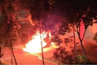 Seven taken to hospital after car catches fire at Singapore's Buangkok Crescent
