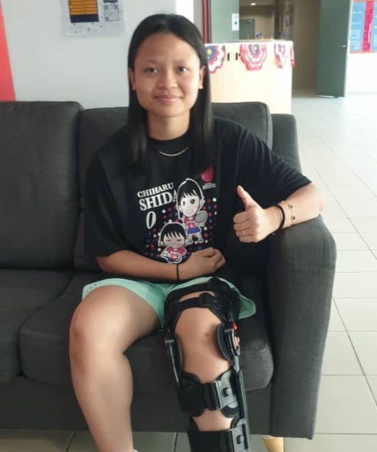 On the mend: Dania Sofea after her operation last year.
