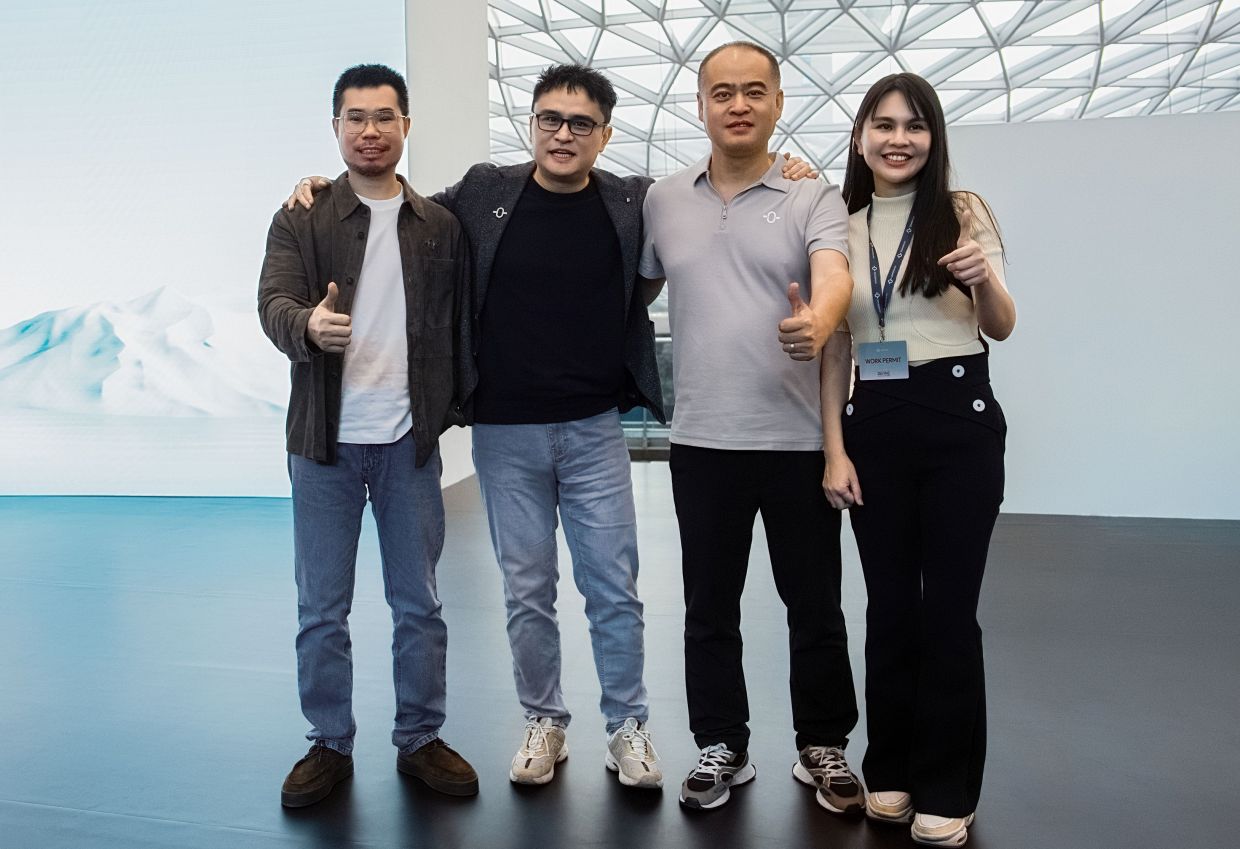 (From left) Chen, He, Omoway co-founder John Jiao and chief financial officer Angeline Cai at the launch event.