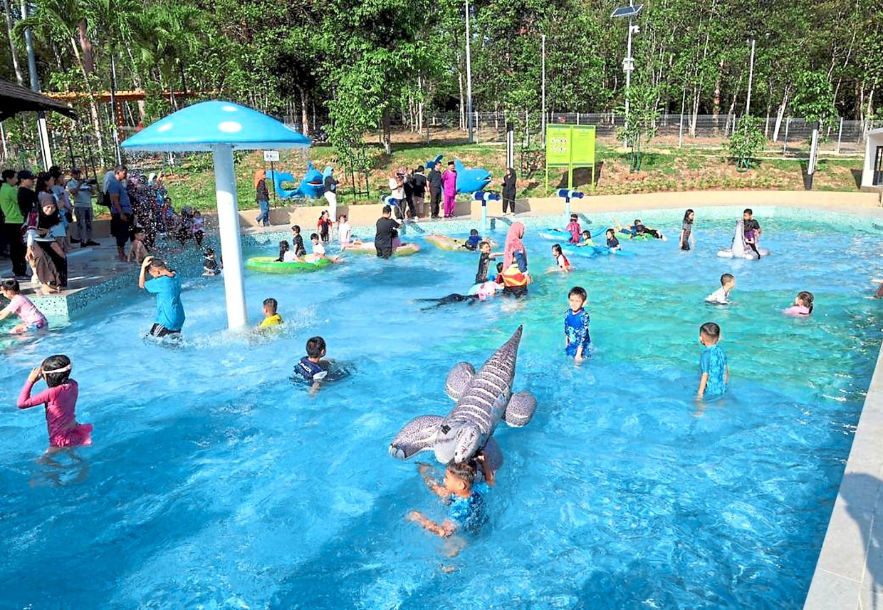 The swimming pool and water park are among the popular features of the newly refurbished MBJB Hutan Bandar recreational park in Johor Baru. — Courtesy photo
