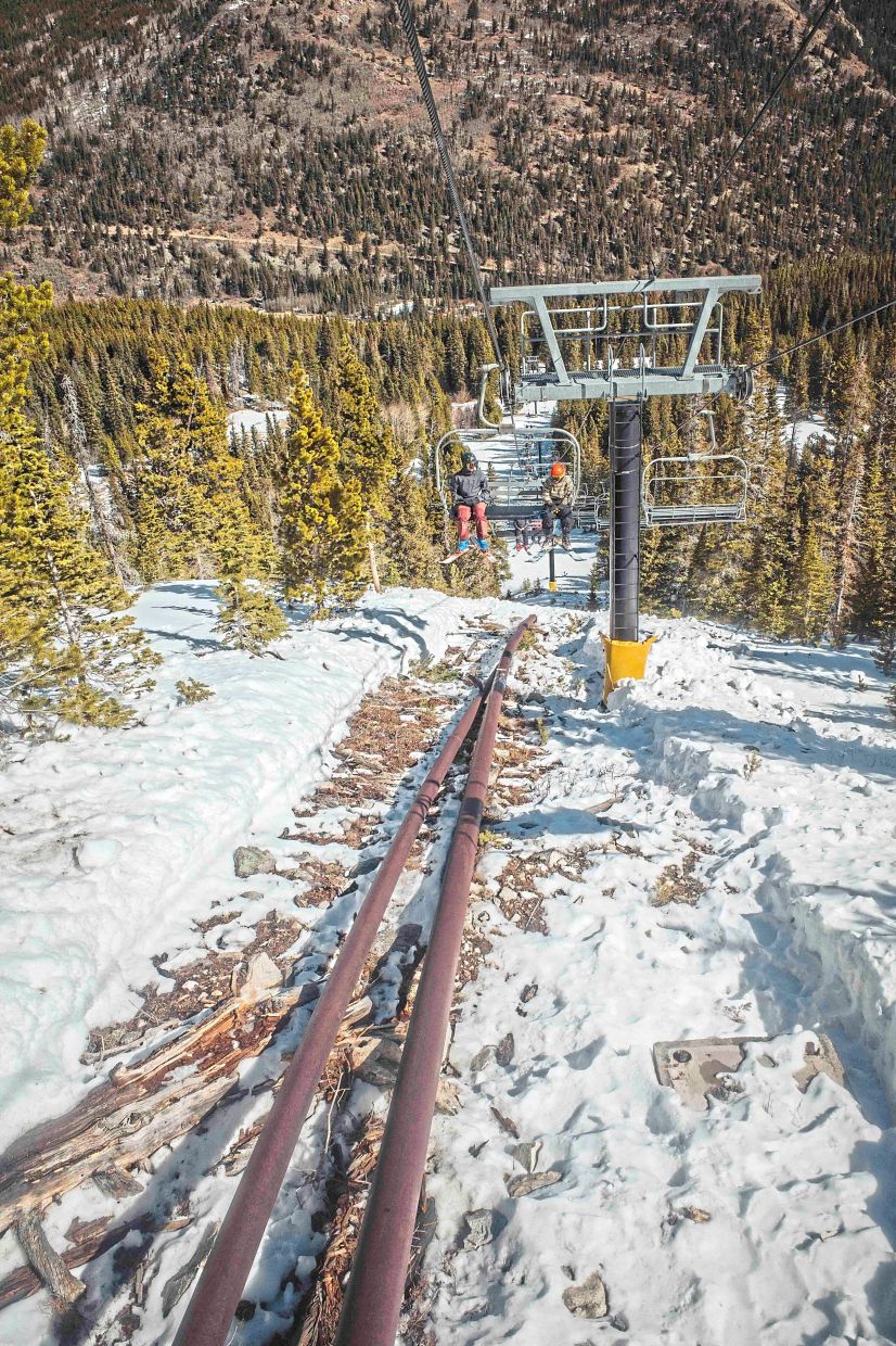 A pipeline for snow machines at Eldora Mountain Resort. In ski towns, a bad snow year is worsening wildfire fears; a record-breaking snow drought has residents worried about much more than slushy slopes. — Nina Riggio/The New York Times
